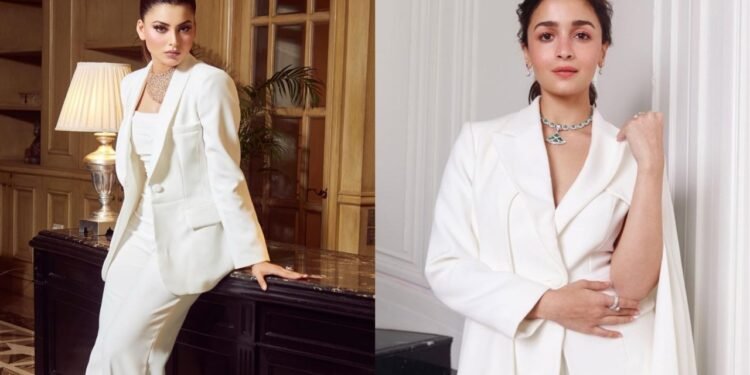 Who Wore it Better, Actresses Urvashi Rautela and Alia Bhatt Slay The White Pantsuit Look As the duo takes the styling a notch higher