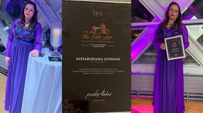 Social Activist and Philanthropist Nidarshana Gowani honored as Top 50 Influential Indians across the World at Icon
