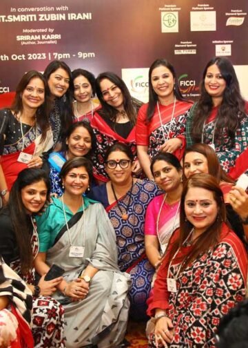 Union Minister Smriti Irani speaks to FLO members on the Future Role of Women in India